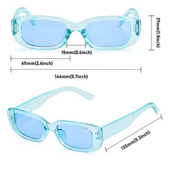 ๐๏ธ Stylish Blue Rectangular Sunglasses NWOT - Picture 2 of 3